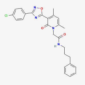 2-(3-(3-(4-chlorophenyl)-1,2,4-oxadiazol-5-yl)-4,6-dimethyl-2-oxopyridin-1(2H)-yl)-N-(3-phenylpropyl)acetamide