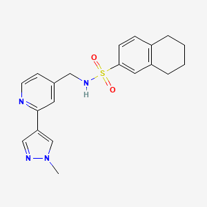 molecular formula C20H22N4O2S B2743036 N-((2-(1-methyl-1H-pyrazol-4-yl)pyridin-4-yl)methyl)-5,6,7,8-tetrahydronaphthalene-2-sulfonamide CAS No. 2034609-93-1