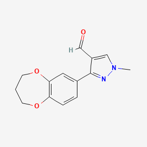 molecular formula C14H14N2O3 B2743056 3-(3,4-二氢-2H-1,5-苯并二氧杂环戊烷-7-基)-1-甲基-1H-嘧啶-4-甲醛 CAS No. 957023-35-7