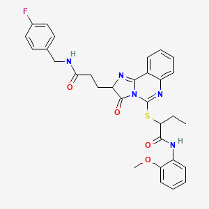 2-{[2-(2-{[(4-fluorophenyl)methyl]carbamoyl}ethyl)-3-oxo-2H,3H-imidazo[1,2-c]quinazolin-5-yl]sulfanyl}-N-(2-methoxyphenyl)butanamide