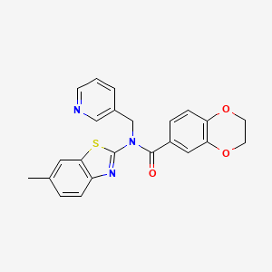 molecular formula C23H19N3O3S B2743060 N-(6-methylbenzo[d]thiazol-2-yl)-N-(pyridin-3-ylmethyl)-2,3-dihydrobenzo[b][1,4]dioxine-6-carboxamide CAS No. 895007-89-3