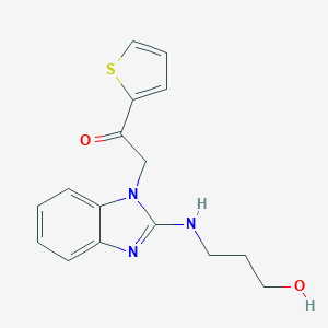 molecular formula C16H17N3O2S B274307 2-{2-[(3-hydroxypropyl)amino]-1H-benzimidazol-1-yl}-1-(2-thienyl)ethanone 