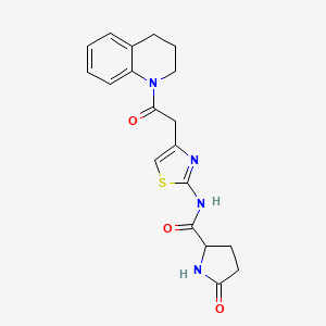 molecular formula C19H20N4O3S B2743074 N-(4-(2-(3,4-dihydroquinolin-1(2H)-yl)-2-oxoethyl)thiazol-2-yl)-5-oxopyrrolidine-2-carboxamide CAS No. 1048677-57-1