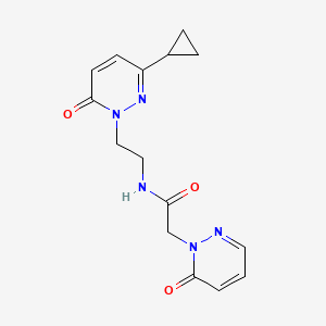molecular formula C15H17N5O3 B2743076 N-(2-(3-cyclopropyl-6-oxopyridazin-1(6H)-yl)ethyl)-2-(6-oxopyridazin-1(6H)-yl)acetamide CAS No. 2034533-79-2