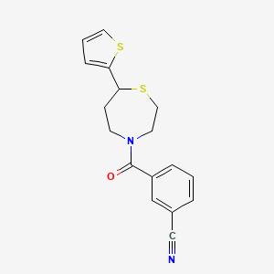 3-(7-(Thiophen-2-yl)-1,4-thiazepane-4-carbonyl)benzonitrile