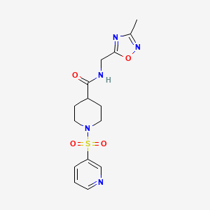 molecular formula C15H19N5O4S B2743108 N-((3-methyl-1,2,4-oxadiazol-5-yl)methyl)-1-(pyridin-3-ylsulfonyl)piperidine-4-carboxamide CAS No. 1334373-29-3