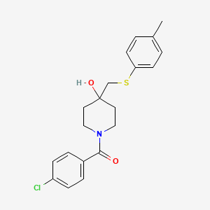 molecular formula C20H22ClNO2S B2743109 (4-氯苯基)(4-羟基-4-{[(4-甲基苯基)硫代]甲基}哌啶-1-基)甲酮 CAS No. 478248-07-6