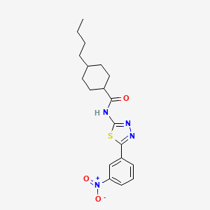 4-butyl-N-[5-(3-nitrophenyl)-1,3,4-thiadiazol-2-yl]cyclohexane-1-carboxamide