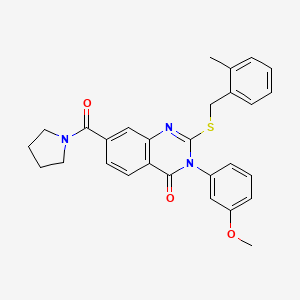 3-(3-methoxyphenyl)-2-((2-methylbenzyl)thio)-7-(pyrrolidine-1-carbonyl)quinazolin-4(3H)-one
