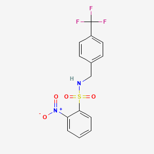 molecular formula C14H11F3N2O4S B2743139 2-nitro-N-[4-(trifluoromethyl)benzyl]benzenesulfonamide CAS No. 866151-87-3
