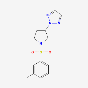 molecular formula C13H16N4O2S B2743140 2-(1-(m-tolylsulfonyl)pyrrolidin-3-yl)-2H-1,2,3-triazole CAS No. 2201579-47-5