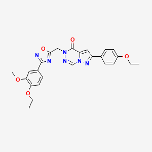 molecular formula C25H24N6O5 B2743160 N-[5-({[(3-fluoro-4-methylphenyl)amino]carbonyl}amino)-1,3-benzothiazol-2-yl]benzamide CAS No. 1251558-05-0