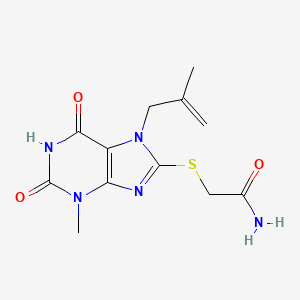 molecular formula C12H15N5O3S B2743179 2-((3-methyl-7-(2-methylallyl)-2,6-dioxo-2,3,6,7-tetrahydro-1H-purin-8-yl)thio)acetamide CAS No. 332098-88-1