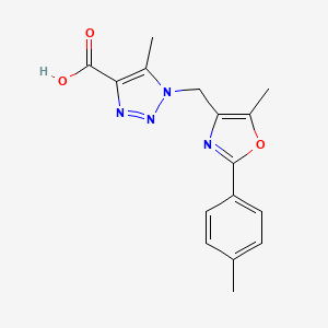 molecular formula C16H16N4O3 B2743192 5-methyl-1-{[5-methyl-2-(4-methylphenyl)-1,3-oxazol-4-yl]methyl}-1H-1,2,3-triazole-4-carboxylic acid CAS No. 1223881-92-2