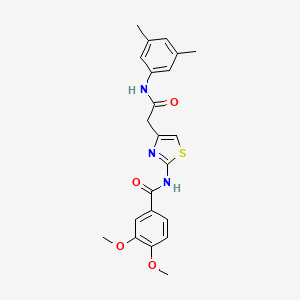 molecular formula C22H23N3O4S B2743198 N-(4-(2-((3,5-dimethylphenyl)amino)-2-oxoethyl)thiazol-2-yl)-3,4-dimethoxybenzamide CAS No. 1005295-12-4
