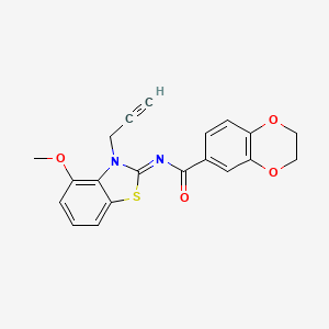 N-(4-methoxy-3-prop-2-ynyl-1,3-benzothiazol-2-ylidene)-2,3-dihydro-1,4-benzodioxine-6-carboxamide
