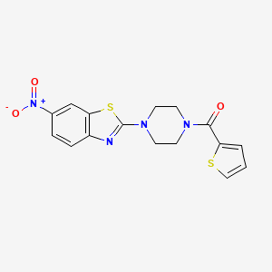 molecular formula C16H14N4O3S2 B2743201 (4-(6-硝基苯并[d]噻唑-2-基)哌嗪-1-基)(噻吩-2-基)甲酮 CAS No. 897473-90-4