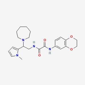 molecular formula C23H30N4O4 B2743202 N1-(2-(azepan-1-yl)-2-(1-methyl-1H-pyrrol-2-yl)ethyl)-N2-(2,3-dihydrobenzo[b][1,4]dioxin-6-yl)oxalamide CAS No. 1049399-74-7