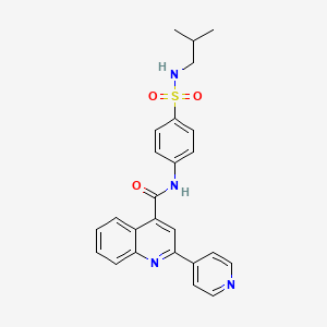 molecular formula C25H24N4O3S B2743211 N-{4-[(2-methylpropyl)sulfamoyl]phenyl}-2-(pyridin-4-yl)quinoline-4-carboxamide CAS No. 879920-99-7