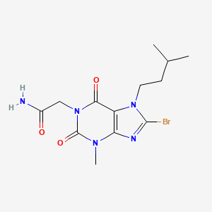 molecular formula C13H18BrN5O3 B2743217 2-(8-bromo-7-isopentyl-3-methyl-2,6-dioxo-2,3,6,7-tetrahydro-1H-purin-1-yl)acetamide CAS No. 313530-92-6