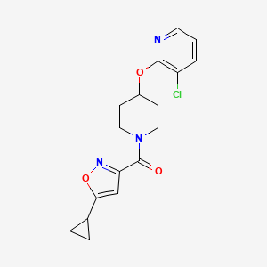 molecular formula C17H18ClN3O3 B2743219 (4-((3-氯吡啶-2-基)氧基)哌啶-1-基)(5-环丙基异噁唑-3-基)甲酮 CAS No. 1448027-02-8