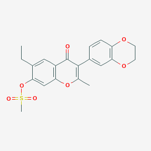 3-(2,3-dihydro-1,4-benzodioxin-6-yl)-6-ethyl-2-methyl-4-oxo-4H-chromen-7-yl methanesulfonate