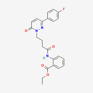 molecular formula C23H22FN3O4 B2743274 ethyl 2-(4-(3-(4-fluorophenyl)-6-oxopyridazin-1(6H)-yl)butanamido)benzoate CAS No. 946215-69-6