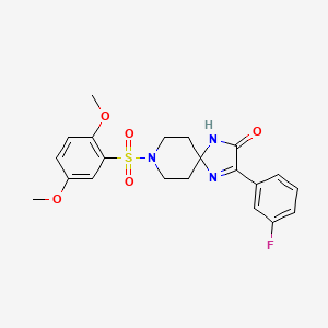 molecular formula C21H22FN3O5S B2743276 8-((2,5-Dimethoxyphenyl)sulfonyl)-3-(3-fluorophenyl)-1,4,8-triazaspiro[4.5]dec-3-en-2-one CAS No. 1215623-91-8