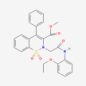 molecular formula C26H24N2O6S B2743277 methyl 2-{2-[(2-ethoxyphenyl)amino]-2-oxoethyl}-4-phenyl-2H-1,2-benzothiazine-3-carboxylate 1,1-dioxide CAS No. 1114879-00-3