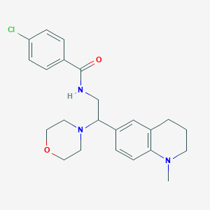 molecular formula C23H28ClN3O2 B2743319 4-chloro-N-(2-(1-methyl-1,2,3,4-tetrahydroquinolin-6-yl)-2-morpholinoethyl)benzamide CAS No. 922034-15-9