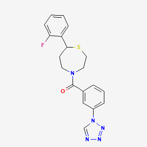 molecular formula C19H18FN5OS B2743322 (3-(1H-tetrazol-1-yl)phenyl)(7-(2-fluorophenyl)-1,4-thiazepan-4-yl)methanone CAS No. 1705983-36-3