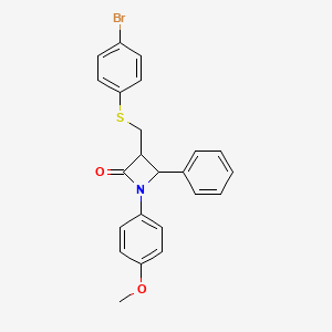 molecular formula C23H20BrNO2S B2743329 3-{[(4-Bromophenyl)sulfanyl]methyl}-1-(4-methoxyphenyl)-4-phenyl-2-azetanone CAS No. 866038-79-1