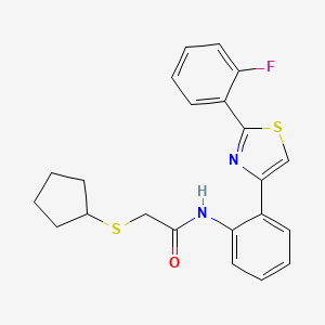 molecular formula C22H21FN2OS2 B2743333 2-(cyclopentylthio)-N-(2-(2-(2-fluorophenyl)thiazol-4-yl)phenyl)acetamide CAS No. 1797095-09-0