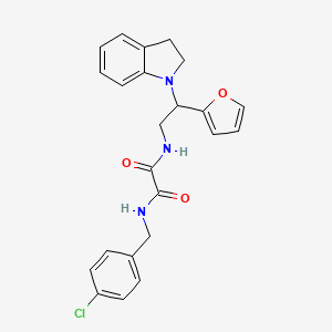 molecular formula C23H22ClN3O3 B2743350 N1-(4-chlorobenzyl)-N2-(2-(furan-2-yl)-2-(indolin-1-yl)ethyl)oxalamide CAS No. 898458-31-6