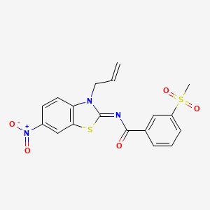 molecular formula C18H15N3O5S2 B2743352 (Z)-N-(3-烯丙基-6-硝基苯并[d]噻唑-2(3H)-基亚甲基)-3-(甲磺酰)苯甲酰胺 CAS No. 896331-92-3