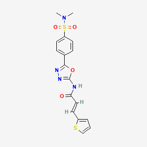 molecular formula C17H16N4O4S2 B2743356 (E)-N-(5-(4-(N,N-dimethylsulfamoyl)phenyl)-1,3,4-oxadiazol-2-yl)-3-(thiophen-2-yl)acrylamide CAS No. 1173351-72-8