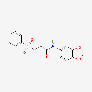 molecular formula C16H15NO5S B2743369 N-(1,3-苯并二氧杂茂-5-基)-3-(苯基磺酰)丙酰胺 CAS No. 440656-52-0