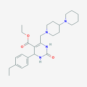 molecular formula C26H38N4O3 B2743371 Ethyl 6-(1,4'-bipiperidin-1'-ylmethyl)-4-(4-ethylphenyl)-2-oxo-1,2,3,4-tetrahydropyrimidine-5-carboxylate CAS No. 1260983-98-9