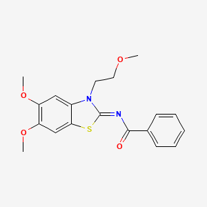 molecular formula C19H20N2O4S B2743373 (Z)-N-(5,6-dimethoxy-3-(2-methoxyethyl)benzo[d]thiazol-2(3H)-ylidene)benzamide CAS No. 895445-09-7