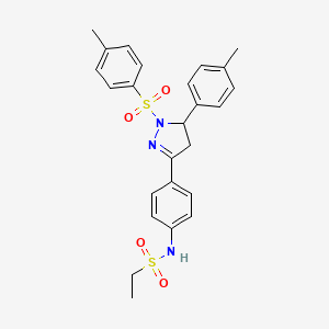 molecular formula C25H27N3O4S2 B2743377 N-(4-(5-(对甲苯基)-1-对磺酰基-4,5-二氢-1H-吡唑-3-基)苯基)乙烷磺酰胺 CAS No. 851781-38-9