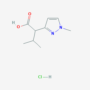 molecular formula C9H15ClN2O2 B2743380 3-Methyl-2-(1-methylpyrazol-3-yl)butanoic acid;hydrochloride CAS No. 2580214-73-7