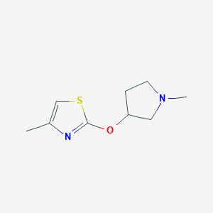 molecular formula C9H14N2OS B2743381 4-甲基-2-[(1-甲基吡咯啉-3-基)氧基]-1,3-噻唑 CAS No. 2199969-06-5