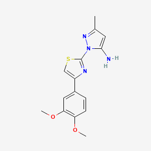 molecular formula C15H16N4O2S B2743383 1-[4-(3,4-dimethoxyphenyl)-1,3-thiazol-2-yl]-3-methyl-1H-pyrazol-5-amine CAS No. 1171834-04-0