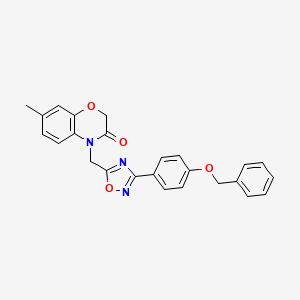 molecular formula C25H21N3O4 B2743387 4-((3-(4-(benzyloxy)phenyl)-1,2,4-oxadiazol-5-yl)methyl)-7-methyl-2H-benzo[b][1,4]oxazin-3(4H)-one CAS No. 1358339-04-4