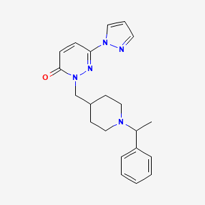 molecular formula C21H25N5O B2743388 2-{[1-(1-phenylethyl)piperidin-4-yl]methyl}-6-(1H-pyrazol-1-yl)-2,3-dihydropyridazin-3-one CAS No. 2097872-68-7