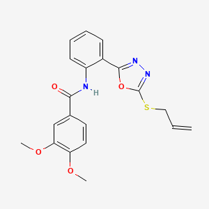 molecular formula C20H19N3O4S B2743406 3,4-二甲氧基-N-{2-[5-(丙-2-烯-1-基硫代)-1,3,4-噁二唑-2-基]苯基}苯甲酰胺 CAS No. 923113-05-7