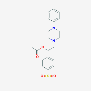 molecular formula C21H26N2O4S B274341 1-[4-(Methylsulfonyl)phenyl]-2-(4-phenyl-1-piperazinyl)ethyl acetate 