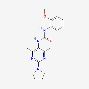 molecular formula C18H23N5O2 B2743412 1-(4,6-二甲基-2-(吡咯啉-1-基)嘧啶-5-基)-3-(2-甲氧基苯基)脲 CAS No. 1448054-53-2