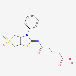 molecular formula C16H18N2O5S2 B2743416 (Z)-5-((5,5-dioxido-3-phenyltetrahydrothieno[3,4-d]thiazol-2(3H)-ylidene)amino)-5-oxopentanoic acid CAS No. 850800-74-7