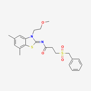(E)-3-(benzylsulfonyl)-N-(3-(2-methoxyethyl)-5,7-dimethylbenzo[d]thiazol-2(3H)-ylidene)propanamide